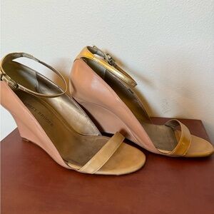 Audrey Brooke Women’s Open Toe Wedge Heels with Ankle Strap